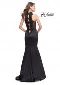 Picture of: Form Fitting Prom Dress with Denim Mermaid Skirt in Black, Style: 25792, Back Picture