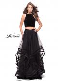 Picture of: Two Piece Tulle Gown with Velvet High Neck Top in Black, Style: 25817, Back Picture