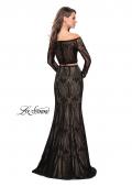 Picture of: Off The Shoulder Two Piece Dress with Long Sleeves in Black, Style: 25983, Back Picture