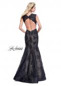 Picture of: Long Beaded Lace Mermaid Prom Dress with Open Back in Black, Style: 26120, Back Picture