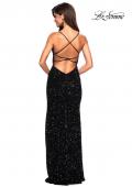 Picture of: Long Sequin Gown with Plunging Sweetheart Neckline in Black, Style: 26937, Back Picture