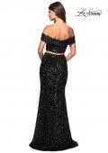 Picture of: Two Piece Sequin Off the Shoulder Prom Dress in Black, Style: 27020, Back Picture