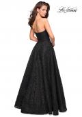Picture of: Strapless A Line Ball Gown with Metallic Embroidery in Black, Style: 27063, Back Picture