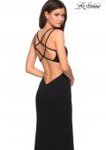 Picture of: Asymmetrical Jersey Prom Dress with Cut Outs in Black, Style: 27126, Back Picture
