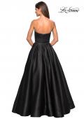 Picture of: Long Metallic Strapless A Line Ball Gown in Black, Style: 27280, Back Picture