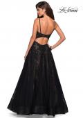 Picture of: Tulle and Lace Long Evening Gown with Pockets in Black, Style: 27488, Back Picture
