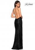Picture of: Sparkling Fully sequin Prom Gown with Exposed Back in Black, Style: 27585, Back Picture