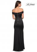 Picture of: Form Fitting Off the Shoulder Satin Prom Dress in Black, Style: 27752, Back Picture