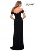 Picture of: Off the Shoulder Fully Ruched Floor Length Gown in Black, Style: 28389, Back Picture