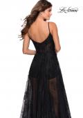 Picture of: A-line Floral Dress with Sheer Skirt and Shorts in Black, Style: 28390, Back Picture