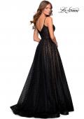 Picture of: A-line Polka Dot Prom Dress with Pockets in Black, Style: 28400, Back Picture