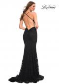 Picture of: Stunning Mermaid Stretch Lace Gown with Low Back in Black, Back Picture