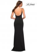 Picture of: Simple Elegant Long Jersey Dress with Scoop Neck in Black, Style: 30541, Back Picture
