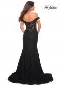 Picture of: Mermaid Lace Off the Shoulder Gown with Sheer Back in Black, Back Picture