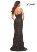 Picture of: Black Long Sequin Strapless Gown with Sweetheart Top in Black, Back Picture