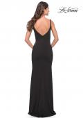 Picture of: Simple Chic Long Jersey Gown with Square Neckline in Black, Style: 31071, Back Picture