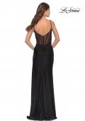 Picture of: Illusion Bodice Dress with Boning and Twist Detail in Black, Style: 31229, Back Picture
