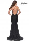 Picture of: Exquisite Mermaid Lace Gown with Beaded Sheer Bodice in Black, Style: 31265, Back Picture