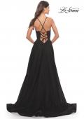 Picture of: Tulle Dress with Full Skirt and Sheer Lace Bodice in Black, Style: 31271, Back Picture