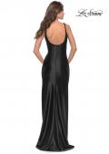 Picture of: Liquid Jersey Fitted Dress with High Slit in Black, Style: 31372, Back Picture