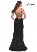 Picture of: Long Tulle Gown with Stunning Beaded Lace Applique Details in Black, Style: 31382, Back Picture