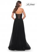 Picture of: Rhinestone Tulle A-Line Gown with Lace Bodice in Black, Style: 31525, Back Picture