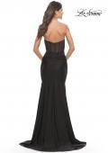 Picture of: Rhinestone Embellished Gown with Ruched Skirt in Black, Style: 31566, Back Picture