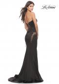 Picture of: Liquid Jersey Gown with Mesh Strappy Side Panels in Black, Style: 31601, Back Picture