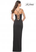 Picture of: Prom Dress with High Slit Embellished with Rhinestones in Black, Style: 31928, Back Picture