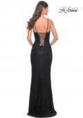 Picture of: Intricate Lace Up Back Prom Dress in Beaded Lace in Black, Style: 31973, Back Picture