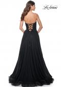 Picture of: Strapless Lace and Tulle Prom Dress with Lace Up Back in Black, Style: 32005, Back Picture