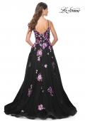 Picture of: Pretty Lace Sequin Embellished Gown with High Slit in Black, Style: 32030, Back Picture