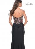Picture of: Fitted Jersey Prom Dress with Sequin Lace Illusion Bodice in Black, Style: 32133, Back Picture