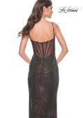 Picture of: Multi Color Rhinestone Fishnet Gown with Illusion Bodice in Black, Style: 32177, Back Picture