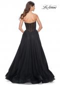 Picture of: A-Line Tulle Prom Dress with Rhinestone Fishnet Bodice in Black, Style: 32216, Back Picture