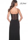 Picture of: Bustier Jersey Dress with Deep V and Illusion Back in Black, Style: 32220, Back Picture