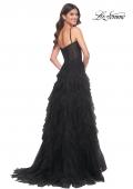 Picture of: Tulle A-Line Dress with Ruffle Skirt and Buster Rhinestone Fishnet Bodice in Black, Style: 32233, Back Picture