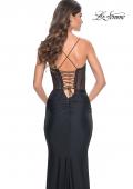 Picture of: Jersey Dress with Illusion Waist and Bustier Top in Black, Style: 32258, Back Picture
