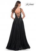 Picture of: A-Line Rhinestone and Beaded Embellished Prom Dress in Black, Style: 32345, Back Picture