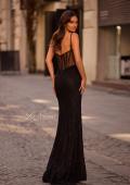 Picture of: Stretch Lace Prom Dress with Illusion Back and Sides in Black , Style 32529, Back Picture