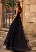 Picture of: Beautiful A-line Tulle Dress with Eyelet Neckline and Lace Top in Black , Style 32594, Back Picture
