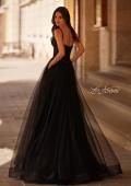 Picture of: A-line Prom Dress with Tulle Skirt and Rhinestone Belt in Black , Style 32656, Back Picture