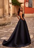 Picture of: Chic Stretch Mikado A-line Evening Dress with Sheer Back in Black , Style 32670, Back Picture