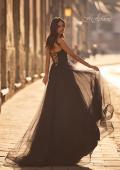 Picture of: A-line Tulle Dress with Satin Top and Rhinestone Neckline in Black , Style 32731, Back Picture