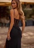 Picture of: Corset Jersey Prom Dress with Deep V Neckline in Black , Style 32763, Back Picture