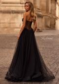 Picture of: Strapless Tulle Evening Dress with Basque Waist and Satin Bodice in Black , Style 32771, Back Picture