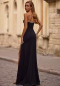 Picture of: Fabulous Jersey Dress with Rhinestones Lining the Top and HIgh Slit in Black , Style: 32854, Back Picture
