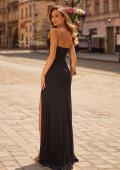 Picture of: Strapless Rhinestone Corset Gown with Sweetheart Neckline and High Slit in Black, Style: 33304, Back Picture