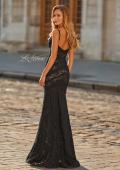 Picture of: Lace Sheer Illusion Fitted Evening Gown in Black, Style: 33603, Back Picture