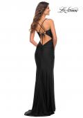 Picture of: Stunning Luxe Jersey Dress with Deep V Neckline in Black, Style: 30484, Detail Picture 18